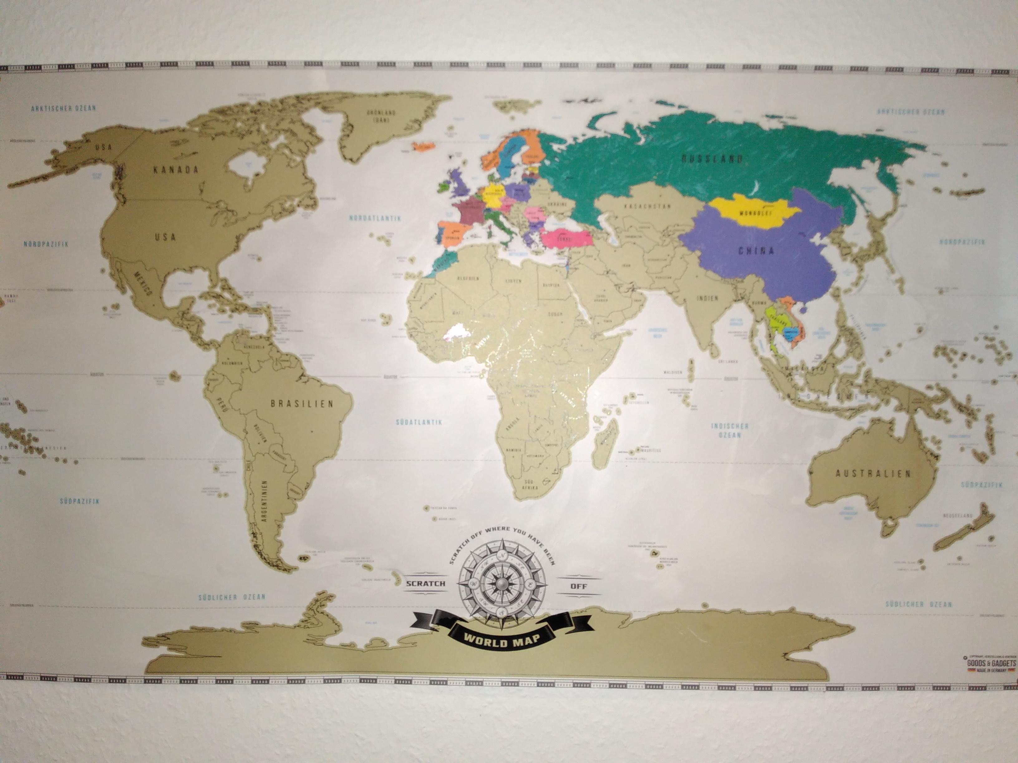 Scratch-off world map on my wall
