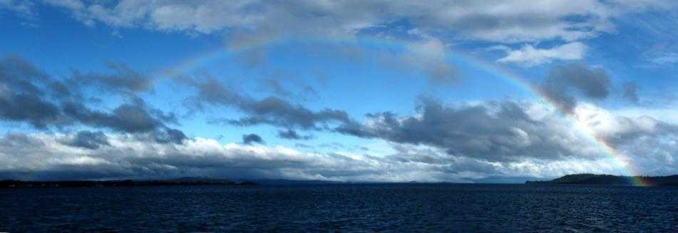 Rainbow on Lake Taupo, NZ