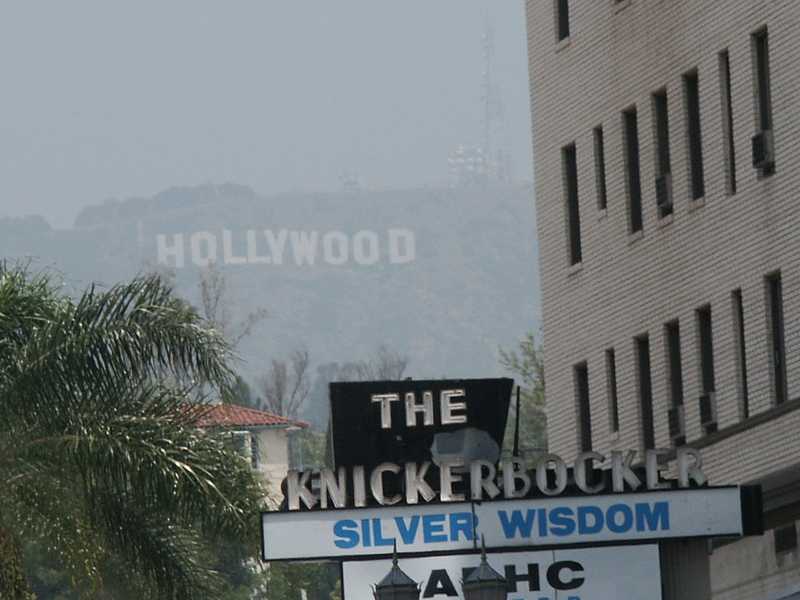 The Hollywood Sign behind the smog