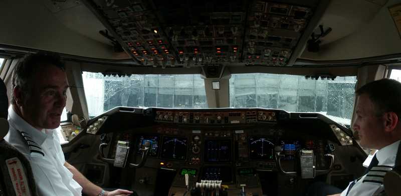 Sneak peak at the Boing 747 cockpit